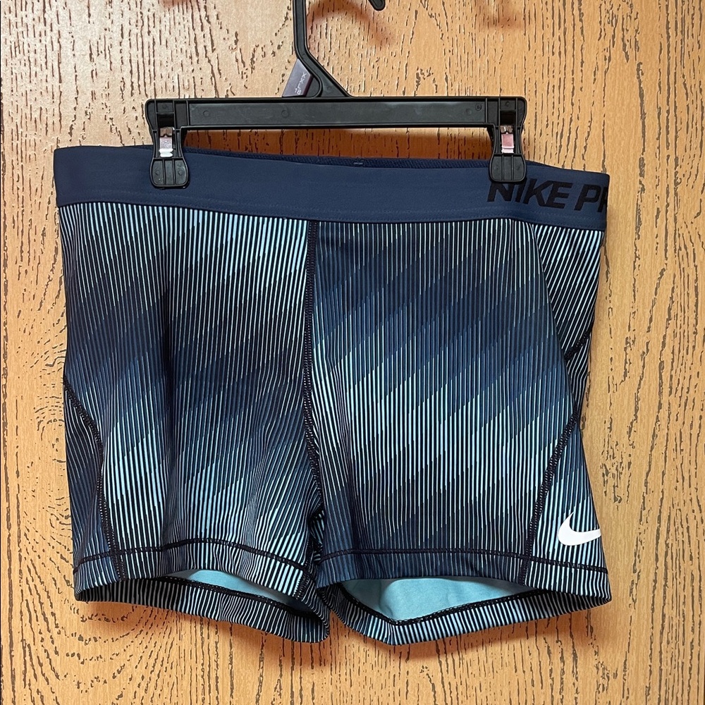Nike Blue Striped Athletic Shorts